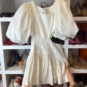 Aje white puffy sleeve/ cutout dress